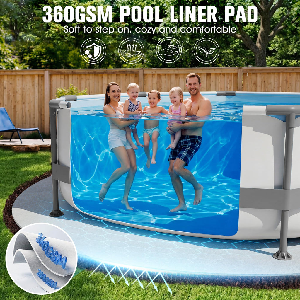WaveHaven 15FT Pool Liner Pad,Round Pool Liners for Above Ground Swimming Pools,360G/M² Thicker Heavy Duty Round Pool Liner Pad,Underneath Pool Mat, Swimming Pool Liners for Padding and Protection