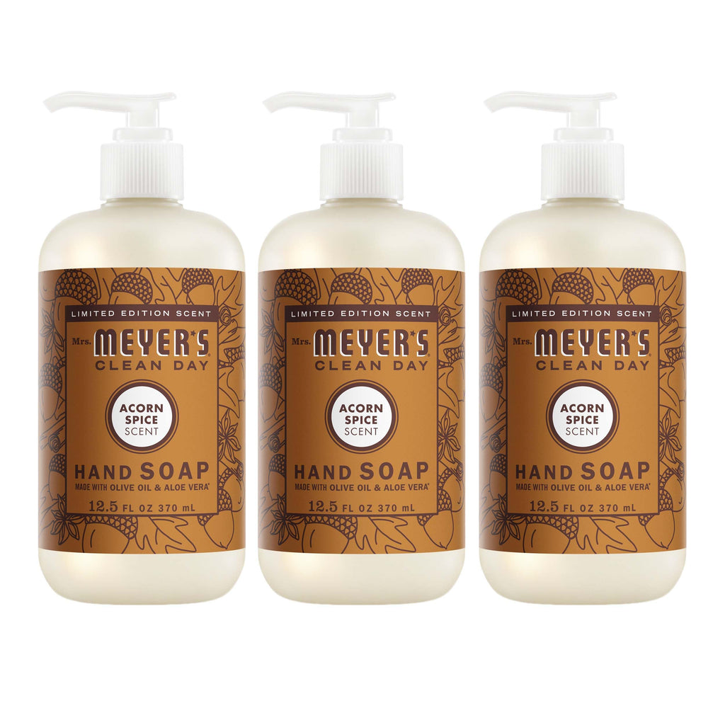 MRS. MEYER'S CLEAN DAY Hand Soap, Acorn Spice Scent, 12.5 Fl Oz Bottle - 3 Pack