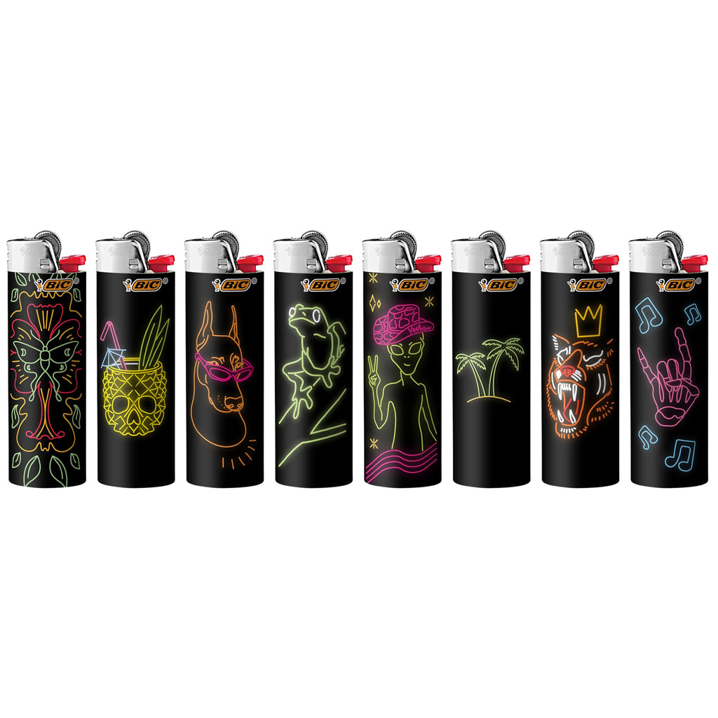 BIC Maxi Pocket Lighter, Special Edition Neon Series, Great for Candles and Firepits, 8 Count Pack of Lighters