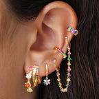 ISUEVA 14K Gold Silver Zircon Colorful Earrings For Women Earring Stacks