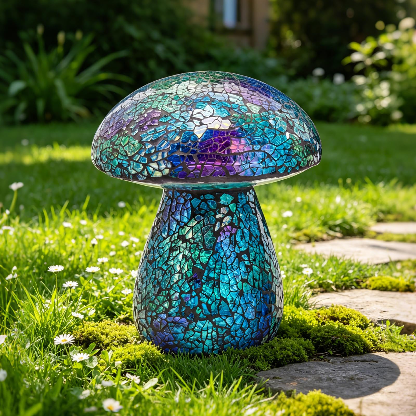 Bshine Mushroom Garden Statue Decoration, Mosaic Mushrooms Outdoor Decor