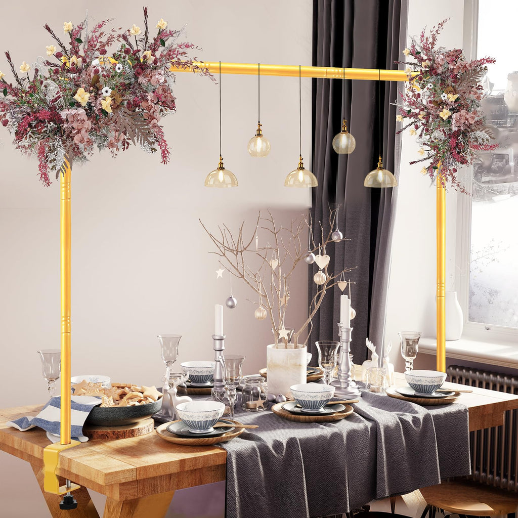 Over The Table Rod Stand with Clamps Gold Table Balloon Arch Frame
