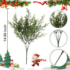 Yoratee Artificial Outdoor Plants 12 PCS Christmas Fake Cedar Pine Stems UV Resistant Faux Greenery Branches for Window Boxes Planters Garden Porch Home Decor