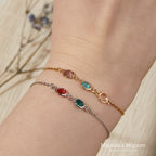 Birthstone Bracelets for Women, Custom Birthstone Bracelet with Gem Chain