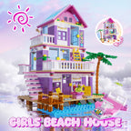 Beach House Building Sets, Seaside Villa House Building Toys Compatible with Lego Friends Sets for Girls Age 8-12, Creative Holiday Cottage Building Kit, Gift for Christmas, Valentine's Day, Party