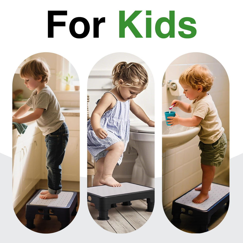 COOL-ANGLE Adjustable Step Stool for High Beds & SUV - Non-Slip Mobility Platform for Seniors, 650lbs Capacity, 3 Heights (3.4"-5"), Wide Safety Base for Car & Bath, 16.5"x12.6", Gray