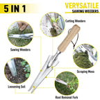 Jardineer Weed Puller Tools Set, 3 Pack Hand Crack Weeder, Stainless Heat Treated Steel Weed Root Remover with Ergonomic Handle, Multi-Purpose Weeding Tools for Lawn Garden Patio & Yard
