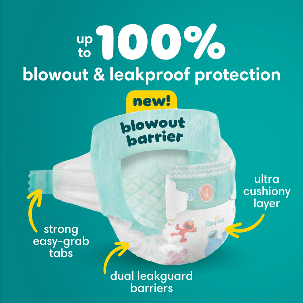 Pampers Baby Dry Ultra Cushiony Diapers, Size 6 (23-44 lbs), 144 Count, Up to 100% Leakproof (Packaging May Vary)