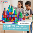 Magnetic Tiles for Kids 100-Piece Set, STEM Educational Building Blocks, Includes 2 Cars & Click-in ABC Learning Tiles, Gift for Boys & Girls, Magnetic Figures & 2 or 4 Car Set Add-Ons Available