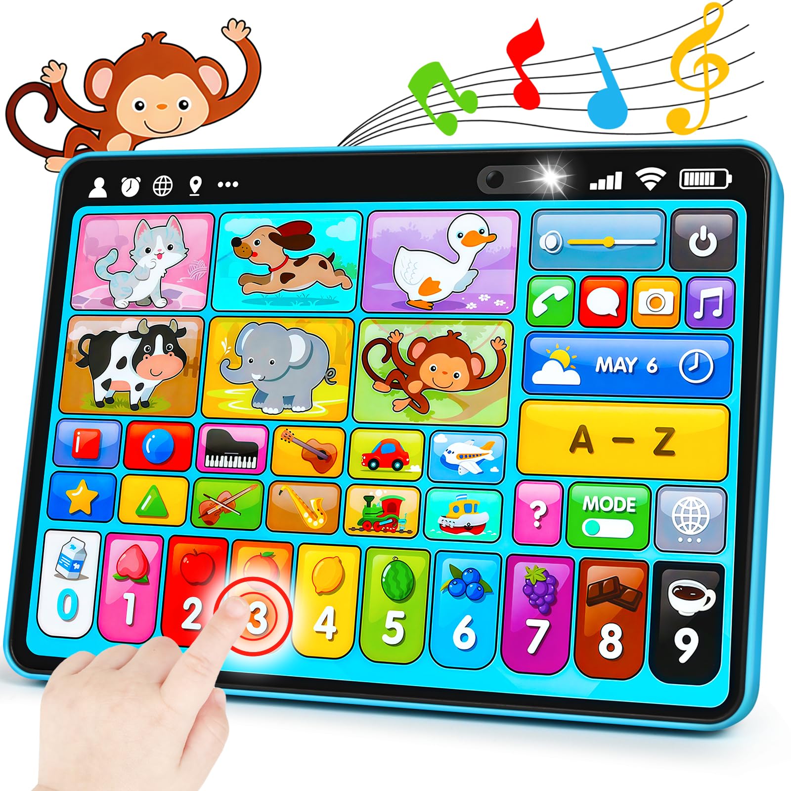 Learning Tablet for Toddlers 1-3 Trilingual Learning Toys with Music & Sound, Montessori Speech Therapy Toys for 1 Year Old Boy Girl Musical Baby Toys 12-18 Months Toddler Toys Age 1-2 2-3 Gifts