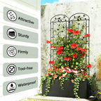 CL FUN Garden Trellis for Climbing Plants, 2 Pack 71x20 in Metal Lattice Panel with Black Coating, Tall Climbing Support for Rose Vines Clematis Flowers Vegetables Fruits - Plant Trellis Outdoor