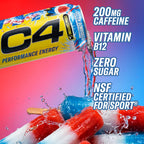 C4 Performance Energy Drink with Zero Sugar, Frozen Bombsicle, 12pk