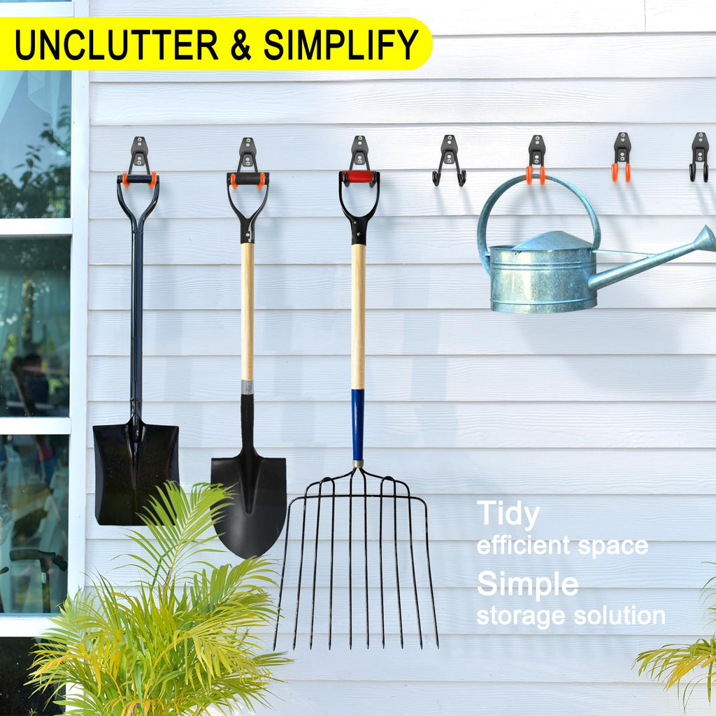 LUPYJI 6 Pack Garage Hooks Heavy Duty Storage Organizer Wall Mount Power and Garden Tool Hangers, for Hanging Ladders, Ropes, Hose, Bulk Items