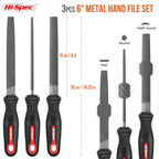 Hi-Spec 3pc Metal Hand File Tool Set Kit. Large Steel Files. Flat, Round & Half-Round for Crafts, Metal & Wood Work