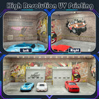 1/64 Scale Cars Display Case: Toy Car Parking Garage with LED Light Compatible with Hot Wheels, FoamBoard Storage Display for Matchbox with Acrylic Cover (Shattering World)