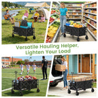 Blomoba Collapsible Wagon Cart, Folding Cart with 330LBS Capacity, Black
