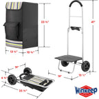 Shopping Cart, Super Loading Grocery Trolley, 220 lbs Capacity, Foldable Cart with Extra Large Black Shopping Bag Portable Grocery Utility Cart With Adjustable Bungee Cord