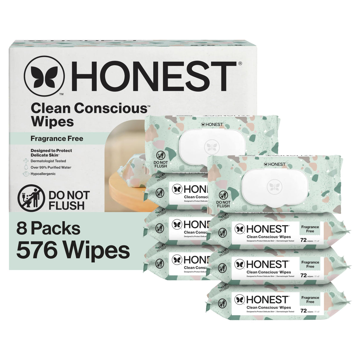 The Honest Company Multi-Use Baby Wipes, Geo Mood, Unscented, 576 Count