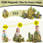 GobiDex Magnetic Tiles Army Toys, STEM Military Magnetic Building Blocks for Toddler Kids Ages 3-5 4-8, Magnet Construction Toys Birthday Gifts for 3+ Year Old Boys & Girls Army Men Playset