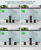 FORIOUS Black Bathroom Faucet 3 Hole, Matte Black Bathroom Sink Faucet Wide