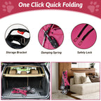 Azaeahom Pet Stroller, 4 Wheels Pet Strolling Cart for Medium/Small Dogs and Cats, Foldable Cat Jogger/Dog Stroller with Cup Holder, Storage Basket, Breathable Mesh, All-Season Pet Carrier, Pink