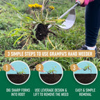 Grampa's Hand Weeder Tool with Lever Design for Easy Weed Removal