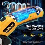 2026 New 3000mAh Cardboard Box Cutter with 2 Titanium Blades, Cordless Electric Scissors with Safety Lock & LED Light, Storage Box, 300RPM, 4V, Cutter for Fabric Carpet Carton Plastic Leather Cloth