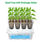 Bonviee Seed Starter Trays with 12-LED Grow Lights, Clear, 5 Pack