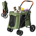 AOPEC Medium Dog Stroller, Dual Entry One-Touch Folding,Small and Medium Pet Stroller,360° Rotating Front Wheels,80 lbs Weight Capacity for Outdoor Travel and Elderly Dogs - Green