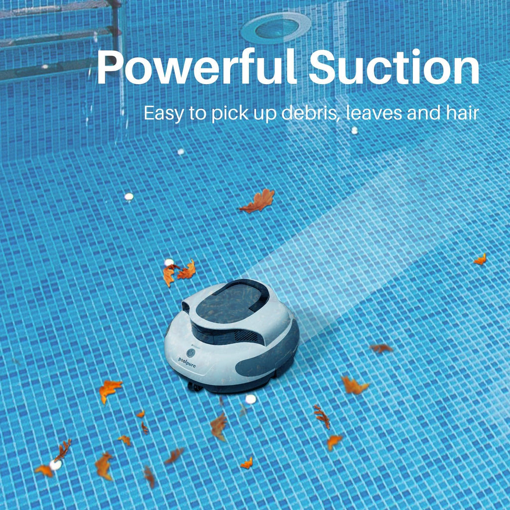 POOLPURE AquaGuard SE II Cordless Pool Vacuum, Dual Motor, 5000mAh Battery, 120 Minutes Runtime, Blue, 1000 Sq Ft Coverage, Automatic