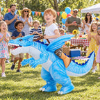 GOOSH Inflatable Dinosaur Costume Kids Halloween Blow up Costumes for Boys Girls Funny Riding Ice Dragon Air Costume for Party Cosplay