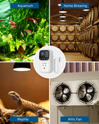 DEWENWILS Digital Temperature Controller, 2 Pack15A/1800W Thermostat Outlet Plug, VA Display Heating Cooling Control Timer, -40℉~210℉, Cyclic Timing/Countdown, for Greenhouse Incubator Homebrew