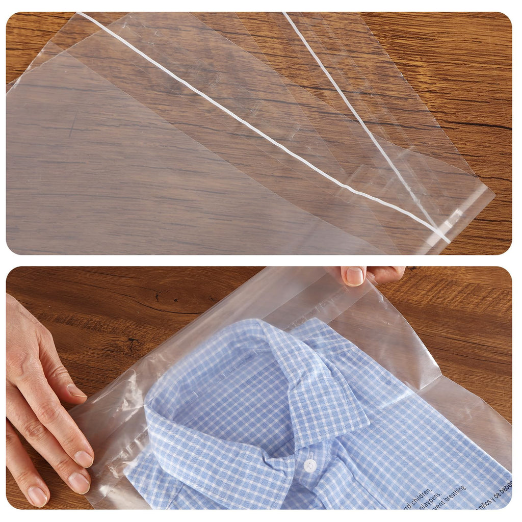 iMailer - 500 Count - 10" x 13" Clear Poly Bags with Suffocation Warning Bags for Prints, Photos, Documents, Clothing, T-Shirt - Resealable Adhesive