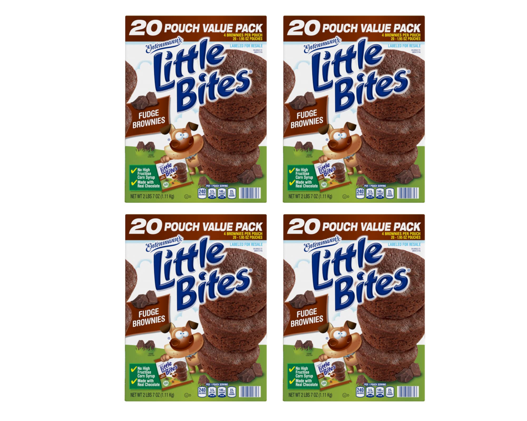 Entenmann's Little Bites Fudge Brownie Mini Muffins | 4 Pack (80 Pouches Total)