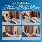 Kolbs 4pcs Orthopedic Bed Wedge Pillow Set for After Surgery, Sleep Apnea Pillow | Stylish Plush Velvet Cover | Deluxe Cushion Set for Sleeping and Acid Reflux, Sleep Apnea Devices (4 Piece Wedge Set)