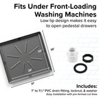 Camco Low Profile Washing Machine Drain Pan with PVC Fitting, 29 inch x 33 inch ID and 31 inch x 35 inch OD - Protects Your Floors from Washing Machine Leaks - Easy to Use - Pewter - 20788