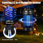 Bug Zapper Outdoor, 4200V Electric Mosquito & Fly Zapper, Black