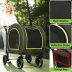 Saudism Pet Stroller for Dogs Cats up to 50 lbs, Foldable Dog Stroller with 360° Swivel Wheels, Detachable Carrier, Adjustable Handle, Travel Dog Stroller for Small Medium Large Pets, Green