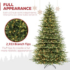 Hykolity 7.5 ft Prelit Artificial Christmas Tree, 2933 PE&PVC Branch Tips, 450 Warm White LED Lights, Metal Stand and Hinged Branches