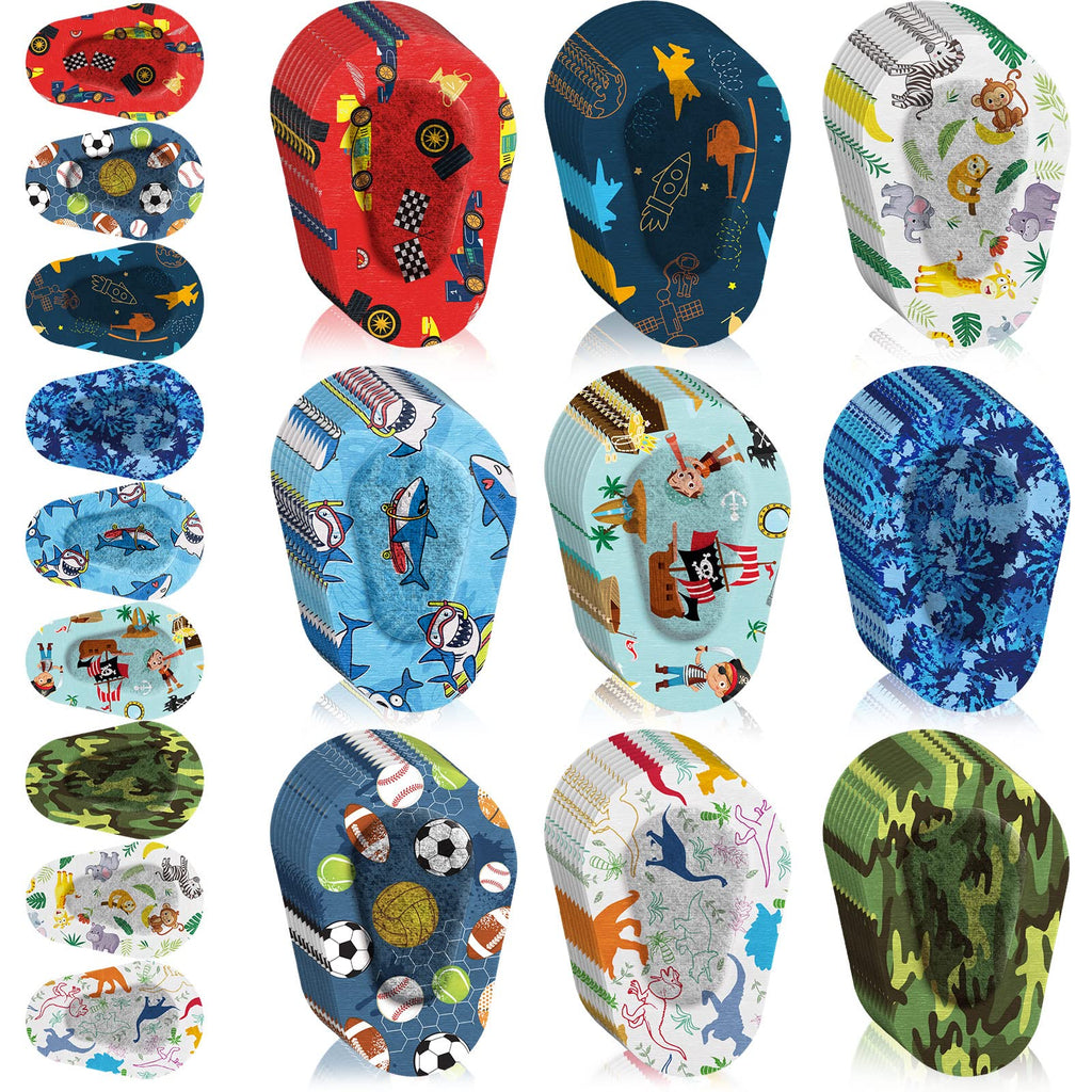 Toulite 90 Pcs Adhesive Eye Patches for Kids Boys Breathable Boy Eye Patch Bulk Cute Adhesive Bandages for Amblyopia Light Blocking Lazy Eyes Toddler Boys Girls, 9 Styles