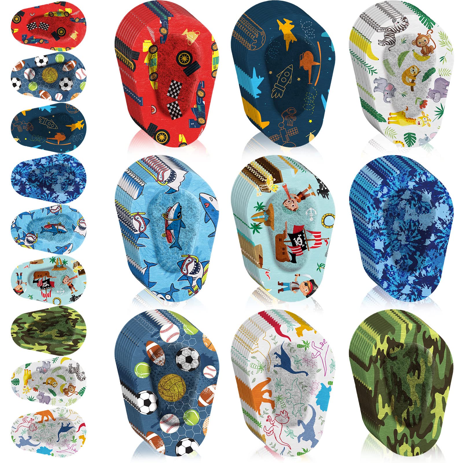 Toulite 90 Pcs Adhesive Eye Patches for Kids Boys Breathable Boy Eye Patch Bulk Cute Adhesive Bandages for Amblyopia Light Blocking Lazy Eyes Toddler Boys Girls, 9 Styles