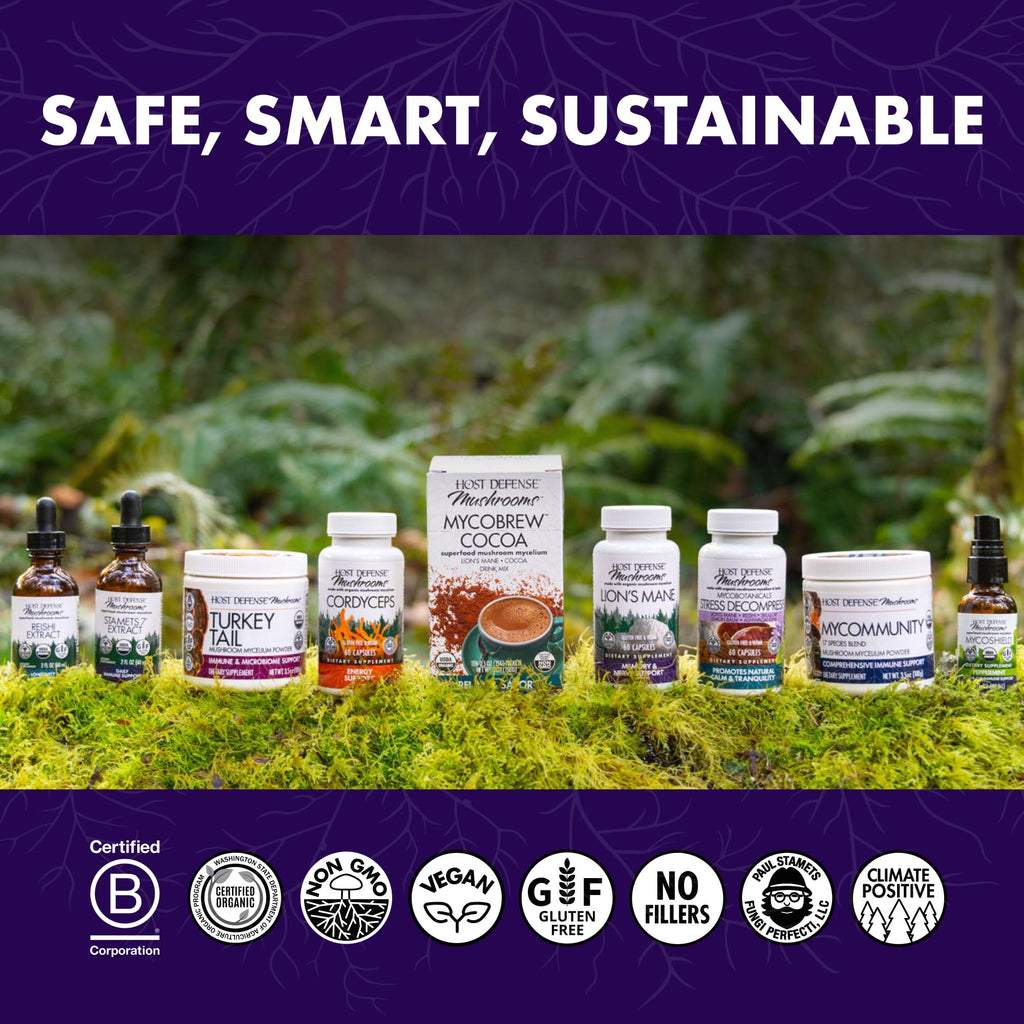 Host Defense Stamets 7 Mushroom Powder - 7 Species Blend - Mushroom Supplement for Immune Support with Royal Sun Blazei, Cordyceps, Reishi, Maitake, Lion's Mane, Chaga & Mesima - 3.5 oz (66 Servings)*