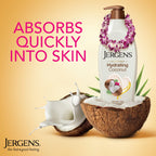 Jergens Hydrating Coconut Body Lotion, Hand and Body Moisturizer, Infused with Coconut Oil, Hydrates Dry Skin Instantly, Dermatologist Tested, 16.8 oz, Pack of 3