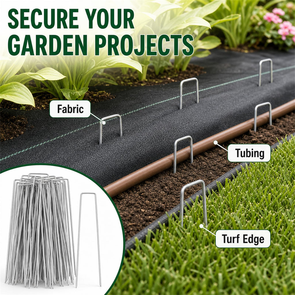 200 Pack 8 Inch Landscape Staples, Weed Barrier Stakes, 11 Gauge Galvanized