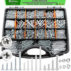Ruibapa 1680pcs Nails and Screws Assortment Kit,3/4"-2" Hardware Nails,M3/M4/M5/M6 Machine Screws,#6#8 High Hardness Wood Screws,Assorted Screws, Common Nails with Handheld Box