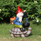 Panven Gnome and Turtle Garden Decor, Large Outdoor Garden Sculptures & Statues, Outside Patio Yard Lawn Decorations, Housewarming for Women, Mom, Grandma with Solar Lantern