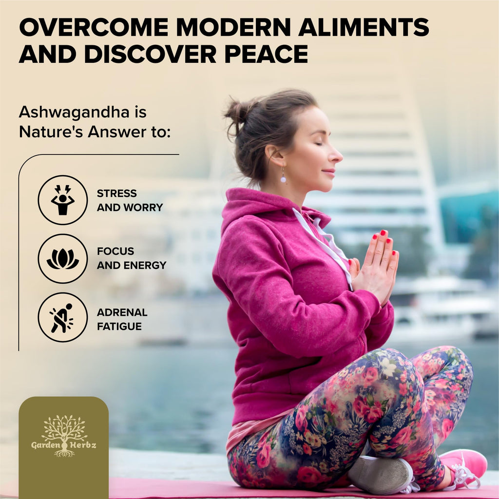 Garden of Herbz Organic Ashwagandha Root & Irish Sea Moss – 3,600 mg Ashwagandha Supplement with Black Seed Oil, & Burdock Root – Herbal Supplement for Energy, Calm, Mood, & Wellness, 120 Caps