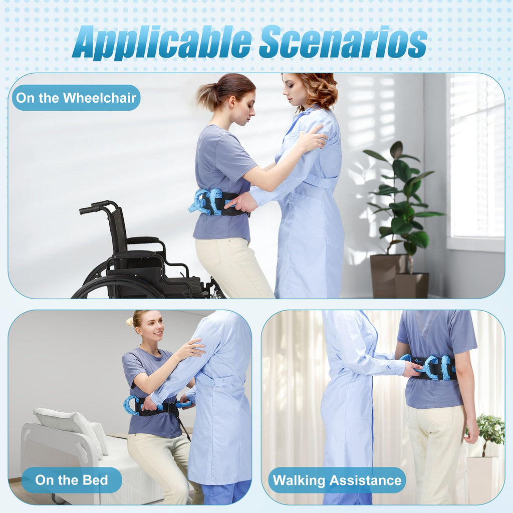 REAQER Gait Belt Transfer Belts for Lifting Seniors Walking and Standing Assist Aid for Bariatric, Elderly, Handicap, Occupational & Physical TherapyCaregiver Nurse Therapist