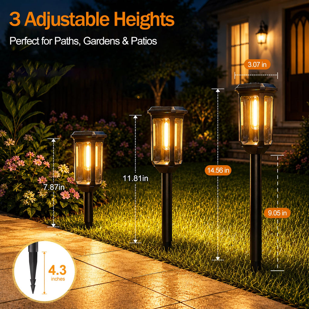 Tenmiro-Solar-Pathway-Lights-Outdoor-8-Pack-LED-Solar-Powered-Garden-Lights-Waterproof-IP65-Auto-On/Off-Outdoor-Light-for-Yard-Lawn-Patio-Path-Walkway-Driveway-Landscape-Lighting-Decor-3000K
