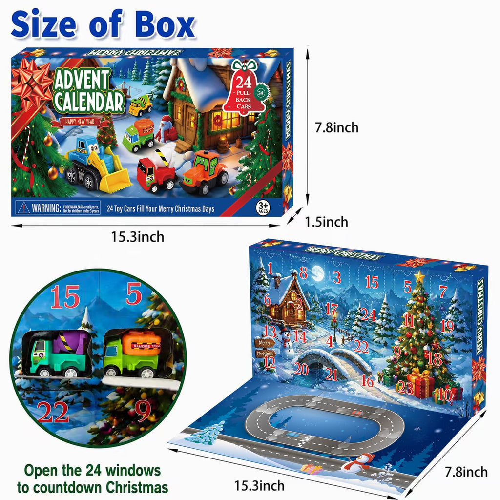 HozHoy Advent Calendar 2026 Kids Boys, 24 Days Toy Cars for Christmas, Blue